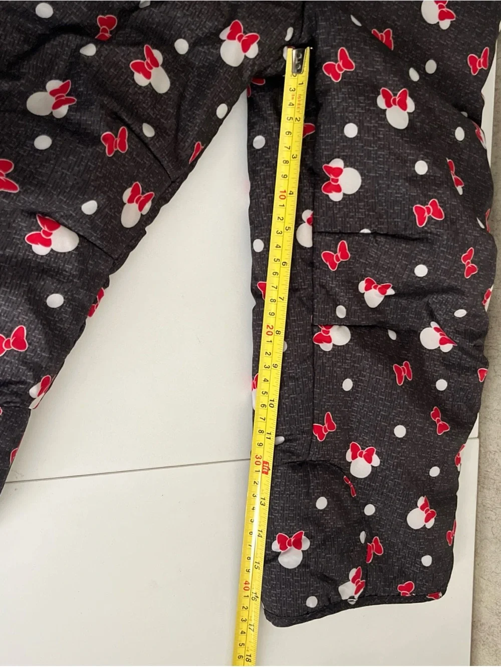 Disney Minnie Mouse Snow Bibs Overall Snow Suit Pants Black Red 1/4 Zip Girls 6